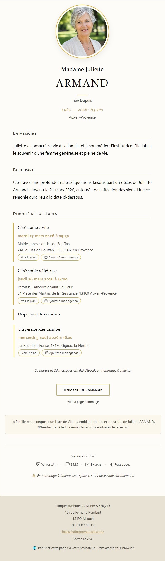 La fiche de Juliette Armand