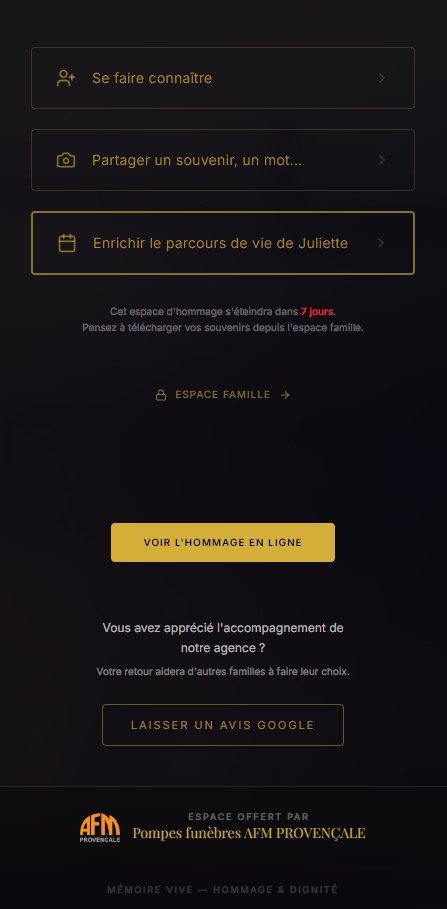 Espace Hommage Mémoire Vive avec avis Google